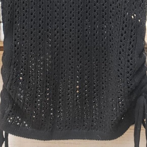 Black knit/mesh-y cover-up with side ties - Picture 8 of 10
